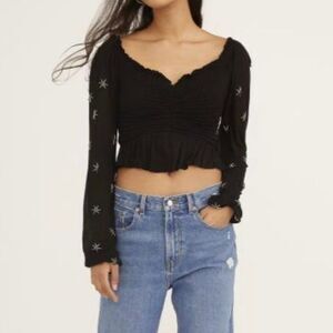 Urban Outfitters Embellished Cropped Peplum Top size XS NWTs